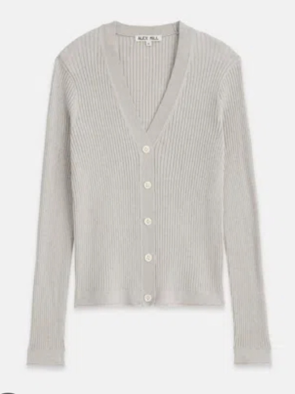 Alex Mill Light Grey V-Neck Ribbed Cardigan